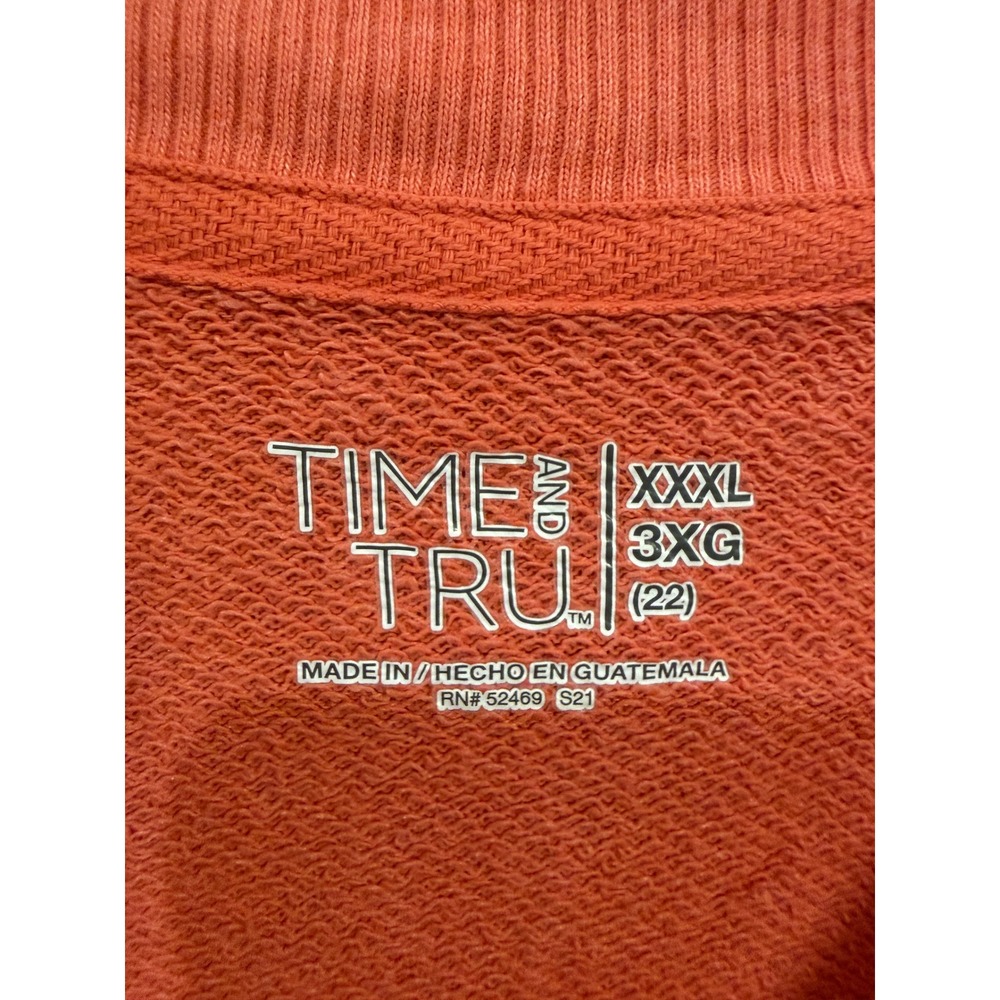 Time and Tru Women Relaxed Fit Super Soft Sweatshirt Orange 3XL TT32100028563A - Picture 3 of 5